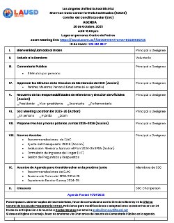 SSC Meeting Agenda